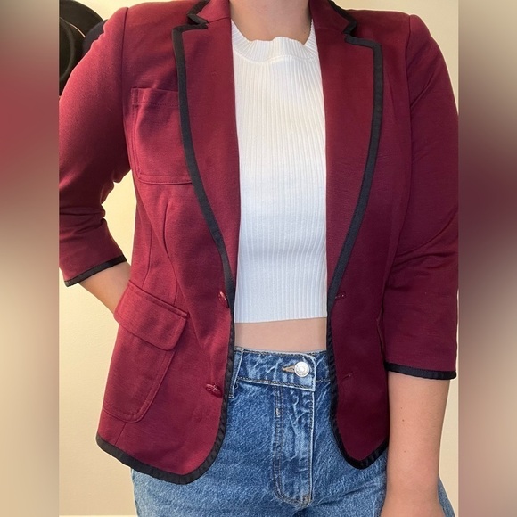 JCP Maroon and Black Blazer - Picture 1 of 9